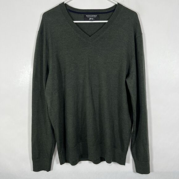 Banana Republic Other - Banana Republic Baruffa V Neck Merino Wool Sweater Mens Size Large Green Italian
